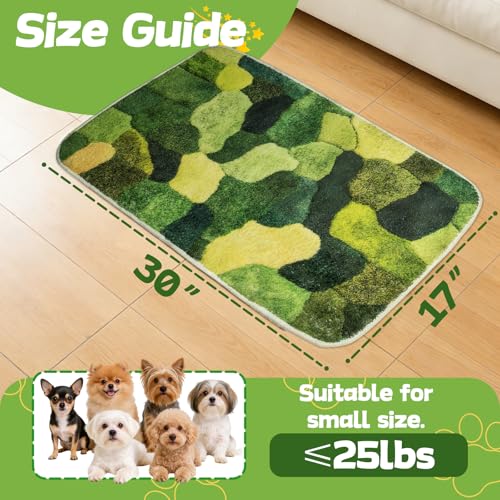 Washable Pee Pads for Dogs, 30" x 17" Faux Moss Reusable Puppy Pads for Dog Potty Training, Durable Absorbent Leakproof Dog Grass Pad for Crate Couch Car Seat Pet Bed Home Indoor Use