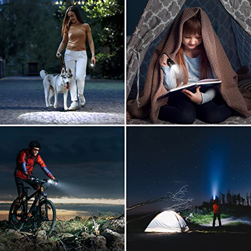 Lighting EVER LED Flashlights High Lumens, Small Flashlight, Waterproof, Adjustable Focus Flash Light for Outdoor, Emergency, Camping, AAA Batteries Included, 2 Pack - color: Black