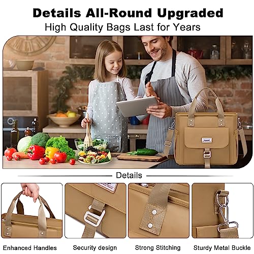 Weitars Insulated Lunch Bag for Men Women,Leak Proof Lunch Box for Work,Extra Large Lunch Tote Bag With Removable Shoulder Strap with Side Pockets,Reusable Lunch Bag For Picnic Hiking (Kakhi) - color: Kakhi