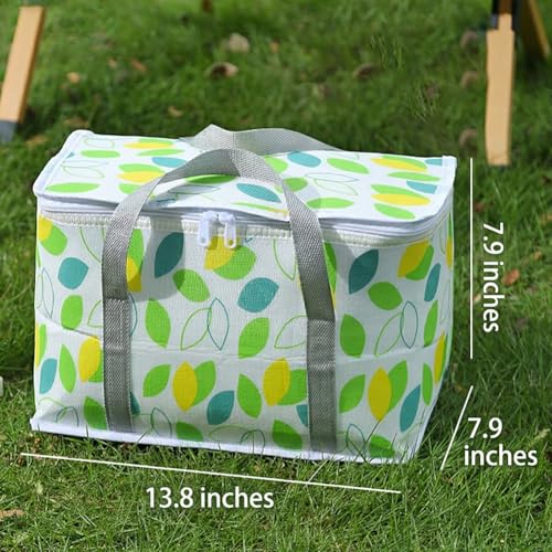 Insulated Picnic Bag Cooler, Reusable Beach Bag Cooler Bags with Zippered Top, Insulated Bag for Hot or Cold, Collapsible Picnic Basket for Picnic, Beach, Outdoor (13.7 * 7.8 * 7.8 in)