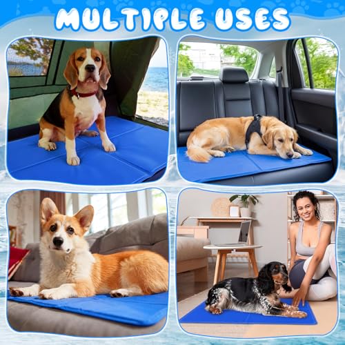 Drydiet 4 Pack Dog Cooling Mat - 13'' X 16'' Solid Gel Self Cooling Mat with Storage Bag Pressure Activated No Refrigeration or Electricity Needed Pet Pad for Dogs & Cats Kennels, Crates, Beds - size: 13'' X 16''