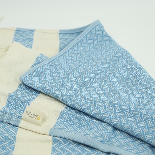 mysticalanatolia Turkish Beach Towel Oversized Cotton Sand Free Quick Dry Lightweight Peshtemal Large Travel Yoga Picnic Blanket Absorbent Compact 39x79 Light Blue - color: Light Blue