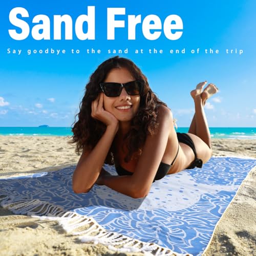 Widdonen 2 Pack Turkish Beach Towel Quick Dry Absorbent Cotton Lightweight Thin Bathroom Bath Pool Swim Towels Extra Large Oversized Sand Free Beach Accessories Essentials Stuff Cloud Adults Gift - color: 2 Pack Blue Flower Blue Whale, size: X-large(79 X
