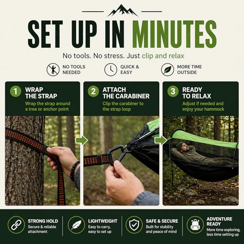 Camping Hammock Tent with Mosquito Net & Rainfly – Waterproof Portable Backpacking Hammock for Camping, Hiking & Travel – Lightweight Outdoor Hammock for Trees by Altena