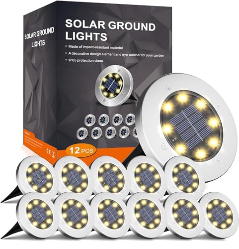 INCX 4.6 inch Solar Lights Outdoor Waterproof,12 Pack Solar Lights for Outside, Solar Garden Lights Landscape Lighting for Patio Pathway Lawn Yard Deck Driveway Walkway, Warm White - color: Warm, size: 12 Pack