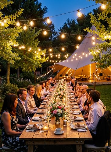 Brightown Outdoor String Lights, 74FT Shatterproof LED Patio Lights with 22 Dimmable Plastic G40 Bulbs, 2700K Waterproof Connectable Hanging String for Backyard, Cafe, Porch, Deck, Home Decor - size: 74FT - 22 Bulbs