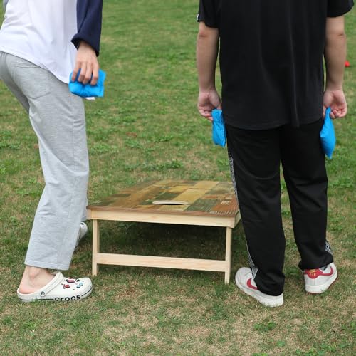 Solid Wood Premium Corn Hole Outdoor Game Set, 2 Regulation and Waterproof Cornhole Game Boards, with 8 Toss Bags, Perfect for Outdoor Indoor - style: Unique Printed