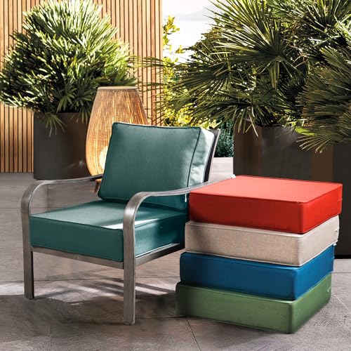 ARTPLAN Deep Seat Outdoor Patio Chair Cushions,2-Piece Seat and Back Cushion Set 24x24x6 and 18x24 Inches,Square，Aqua - color: Aqua