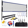 GSE Games & Sports Expert Outdoor Yard Sports Net Game Set for Backyards, Parks, Beach, Lawn. Volleyball Set, Badminton Set OR Volleyball & Badminton Combo Set Available - style: Deluxe Badminton&Volleyball Combo
