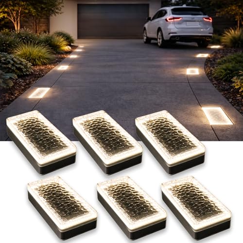SHONELIGHTING 4x8″ Solar Ground Lights Outdoor, IP67 Waterproof & Super Bright 3500K, In-Ground Recessed LED for Path, Walkway, Driveway, Paver, Landscape & Garden (Warm White, 6 Pack)