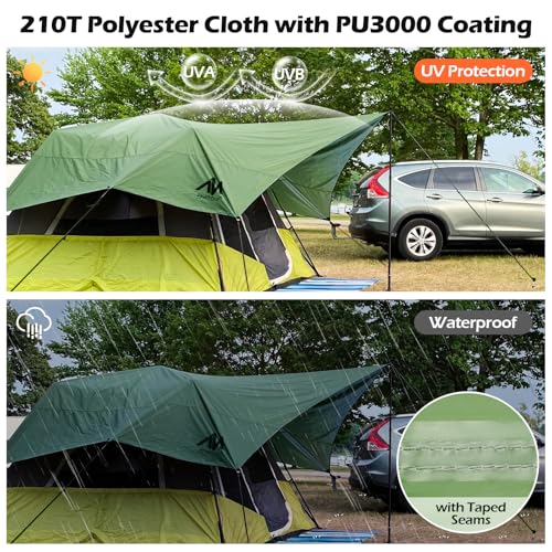 AYAMAYA Camping Tarp with Poles Heavy Duty, 10 x 15 FT Extra Large Waterproof Tarp Tent Awning, Hammock Rain Fly Sun Shelter for Camping, Beach, Picnic, Outdoor Activities