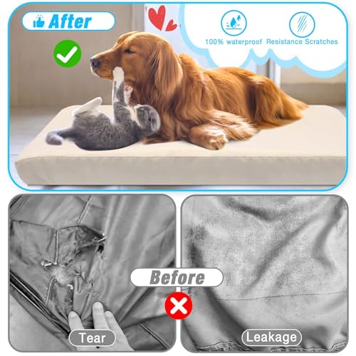 Dog Bed Covers Replacement Washable 100% Waterproof Dog Bed Sheets, Soft & Noiseless Pet Bed Cover, 2 Pack, 30" x 20" Beige - size: Beige-30 x 20 inch