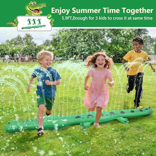 Water Sprinkler for Kids,Large Crocodile Inflatable Sprinkler, Kids Sprinklers for Yard,Outdoor Water Toys Spray Summer Water Play for Boys Girls Dogs Backyard
