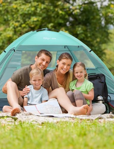 Glymnis Beach Tent Sun Shelter for 3 Person with UPF 50+ UV Protection, Lightweight & Easy Setup Beach Shade Canopy with Vent Windows & Zippered Door - Green - color: Green, size: 3 Person