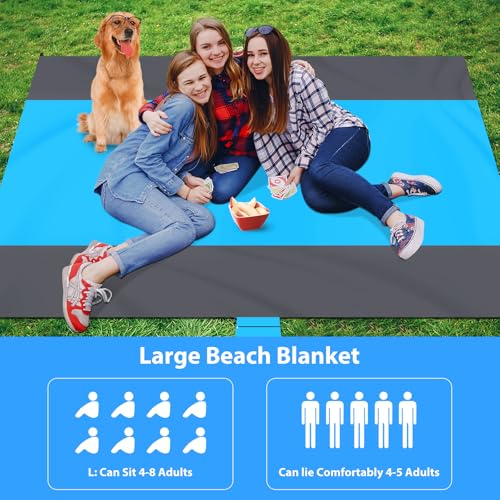 Sand Proof Beach Blanket, 79" X 83" Large Oversized Waterproof Sandless Beach Mat for 4-8 Adults, Outdoor Lightweight Compact Sand Free Picnic Blanket for Beach Travel Camping Hiking Picnic - color: Bgrey
