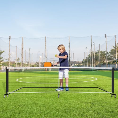 Portable Pickleball Net System, Pickle Ball Set with Wheels for Driveway, Indoor Steady Pickleball Stand with Carrying Bag for Backyards Outdoor, 22 FT USAPA Regulation Size