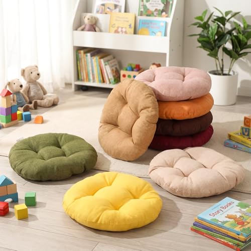 Fumete 8 Pcs 16 Inch Round Floor Cushions for Kids and Toddlers, Flexible Seating Classroom Furniture Floor Pillow for Home, Daycare, Preschool, Yoga and Meditation (Fall) - color: Fall