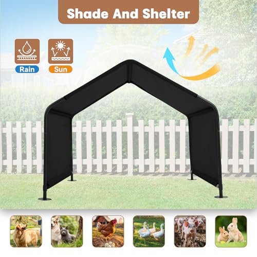 Dog Shade Shelter Outdoor 4'x4'x3' Tent for Large Medium Dogs, Outside Sun Rain Canopy Pet House for Cats Pigs Livestock with Waterproof Roof Ground Nails,Black - color: Black