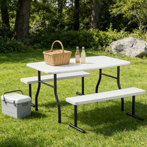 Kids Picnic Table with Benches, 38" Outdoor Toddler Table Set for 4 Children, Heavy Duty HDPE Play Table, 300LBS Capacity, Kids patio table and Chairs for Backyard, Park, Garden, Crafting and Indoor