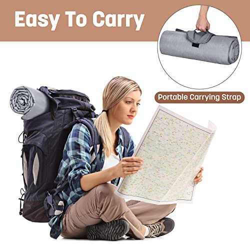 Tirrinia Waterproof Outdoor Blanket with Sherpa Lining, Windproof Triple Layers Warm Comfy Foldable for Camping Stadium, Beach, Picnic, Grass, Concerts, Car, Dog, 51''X 59'' & 59''X 80'' - color: Sliver/Grey, size: 59” X 80”
