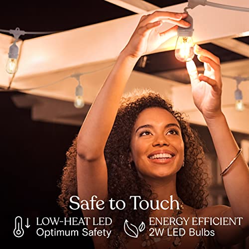 Brightech Ambience Pro Waterproof LED Outdoor String Lights, 48 Ft, Hanging, Dimmable Vintage Edison Bulbs, 15 Bulbs, 2W - style: 48 Foot - White Cable - Soft White (2700K)