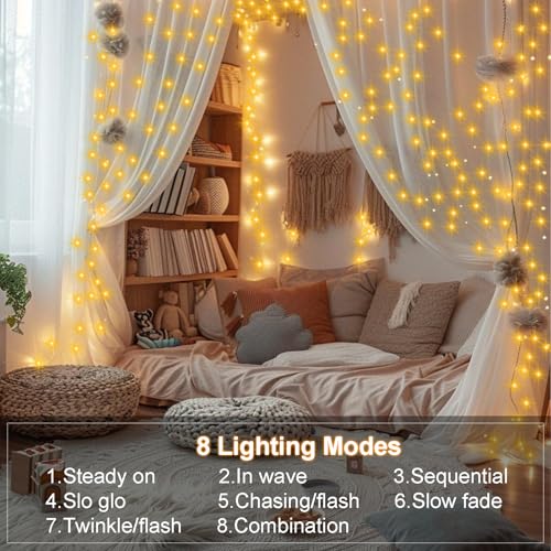 2 Pack Fairy String Lights Plug in, 33Ft 100 Micro Starry LED Twinkle Fairy Lights IP68 Full Waterproof with Remote for Bedroom Garden Christmas Decor (Warm White) - color: Warm White