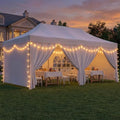 LAUSAINT HOME 10x20 Party Tent with 100ft Lights, Heavy Duty Waterproof Canopy with Removable Sidewalls & Roll-Up Door, Large White Event Shelter with Steel Frame for Wedding, Backyard, BBQ, Camping - size: 10x20 with 100ft Lights