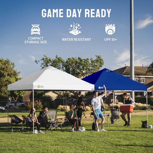CROWN SHADES 12x12 Pop Up Canopy Outside Canopy, Patented One Push Tent Canopy with Wheeled Carry Bag, Bonus 8 Stakes and 4 Ropes, White - color: Grid White, size: 12x12