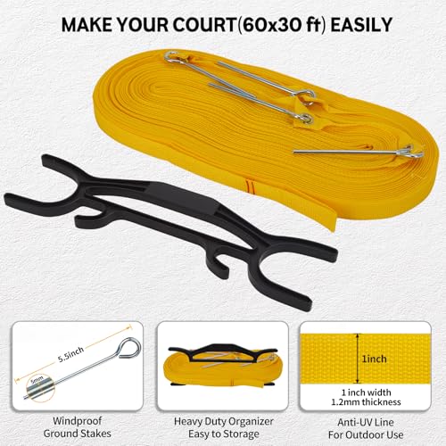 Professional Outdoor Volleyball Net Set for Backyard Beach with 1.7" Aluminum Poles, 45-ply HDPE Net, PU Volleyball and Pump, Boundary Line, Large Carry Bag - Anti-sag & Easy Setup - color: Orange
