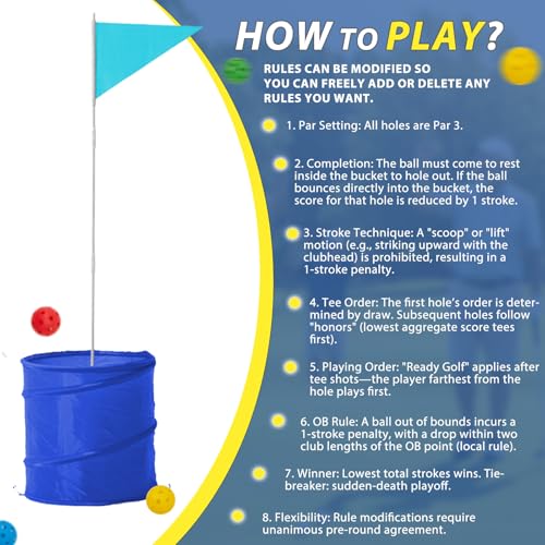 Bucket Yard Golf Game with Clubs 9 Hole Set Portable Low Tide Golf Game for Beach Backyard Lawn with 2 Golf Outdoor Indoor Golf Chipping Games for Adults Family Club Party (Blue, 12 Bucket) - color: Blue, size: 12 Bucket