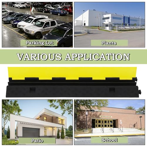 3 Pack 2 Channel Cable Protector Ramp – 11,000 lb Heavy Duty Rubber Speed Bump & Hose Protector with Non-Slip Surface, for Indoor Outdoor Driveways, Events, Worksites
