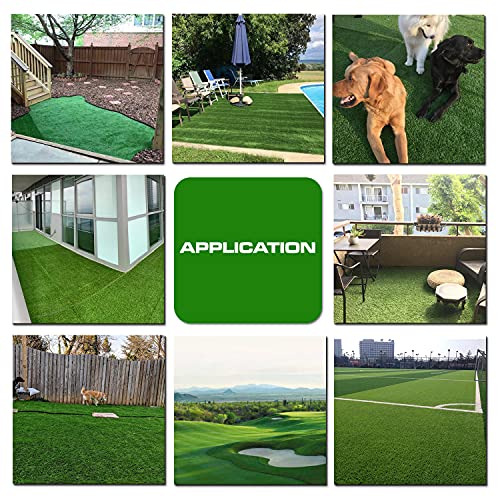 XLX TURF Artificial Grass Outdoor Rug 5FT x 8FT - 1.38" Thick Realistic Fake Grass for Dogs - Pet Potty Turf Mat with Drainage Holes - for Patio, Balcony, Backyard - size: 5' x 8' (Rectangular)