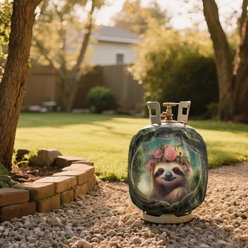 Camper Propane Tank Cover Sloth Outdoor 600D Heavy Duty Waterproof Covers Fits Standard 20 lb Cylinder, 13.7'' x 16.5'' for Rv Trailer - color: Sloth
