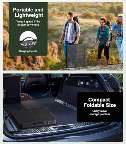 Raynesys Foldable Grill Table with Mesh Desktop, 200lbs 4Ft Portable Folding Table, Height Adjustable Metal Table for Ourdoor, Camping, Picnic, BBQ and Beach, RV, 47.24" L x 23.62" W - size: XL(4Ft-47.24" x 23.62" x 17.32"/24.41"/29.53")