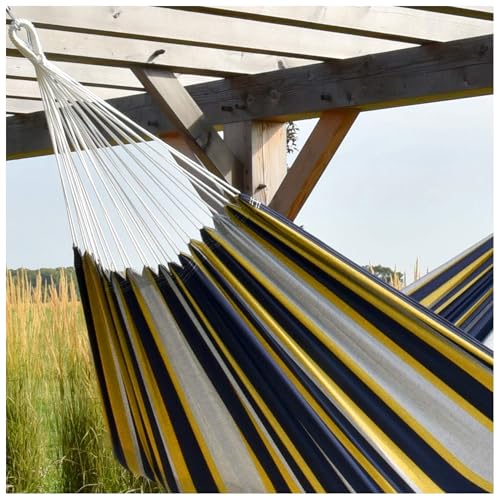 Vivere Brazilian Style Double Cotton Hammock with Polyester End Strings, 450 lb Weight Capacity (Serenity) - color: Serenity