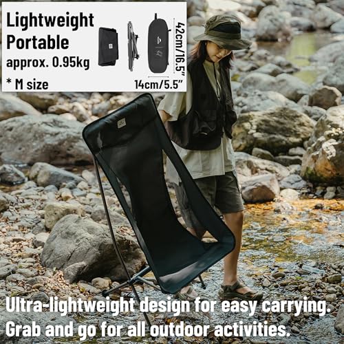 Naturehike YL04 Ultralight Backpacking Chair - 2.1lb & 330lb Capacity Compact Folding Camping Chair for Adults, Portable Stable Lawn Chairs for Outdoor Camp, Beach, Hunting, Travel, Fishing (Khaki-L) - color: Khaki-l