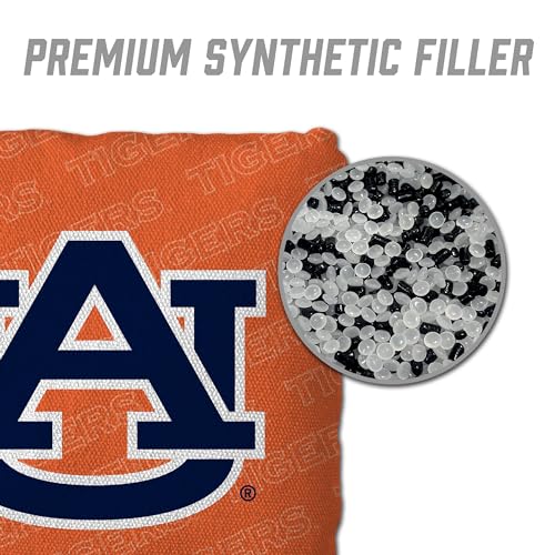 YouTheFan Officially-Licensed NCAA Set of 4 Cornhole Bags - All Weather Regulation 6” x 6” Size - 16oz Weight - Designed in USA - color: Auburn Tigers - Orange