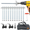 12 Pack Screw in Tent Stakes Heavy Duty-8” Metal Pegs for Ground, Drill in Camping Stake with Ratchet Tie Downs, Hex Head Driver, Spikes Puller, Protectors in a Carrying Bag, for Hiking - color: luminous with ratchets