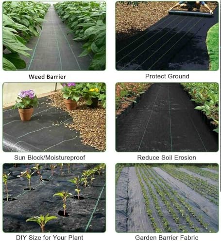 Weed Barrier Landscape Fabric Heavy Duty 6FT X 100FT Premium 3.2oz Ground Cover Landscape Fabric Gardening Mat,Woven Geotextile Fabric for Underlayment,Commercial Driveway Fabric - size: 6X100 FT