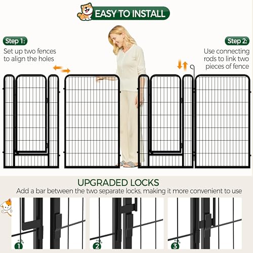 Yaheetech Dog Playpen Outdoor, 47 inch 16 Panels Dog Pen Indoor Heavy Duty Puppy Exercise Pen Metal Pet Fence for RV Camping/Yard/Garden - size: 47"