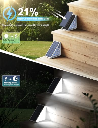 AUDLES LED Solar Step Lights Waterproof Outdoor Stair Lights, Solar Deck Light Outdoor Decor IP67 Solar Decoration Light for Yard, Patio, Garden, Walkways, Front Door, Pathway, Driveway, Porch 2PK - color: Cool White, size: 2 Pack