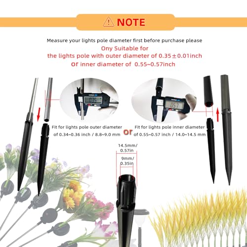 Replacement Stakes for Solar Lights, 10Pack ABS Reinforced Ground Spikes(Fit for Pole Inner Diameter 0.57inch & Outer 0.35Inch), Solar Wheat Ear Lights Stakes for Outdoor Pathway Christmas - size: Od-0.35"&id-0.57"abs