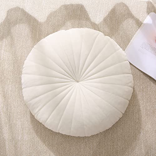 Floor Pillow Meditation Cushion Round Large Floor Pillows Seating for Adults, Velvet Thick Floor Cushions for Yoga Living Room Balcony Outdoor Tatami 18inches（Beige） - color: Beige
