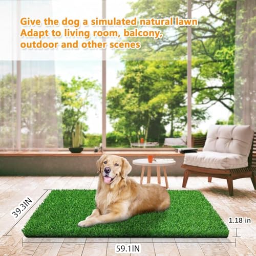 Artificial Grass Rug Turf for Dogs Indoor Outdoor Fake Grass for Dogs Potty Training Area Patio Lawn Decoration (59.1 x 39.3 Inch (Pack of 1)) - size: 59.1 x 39.3 Inch (Pack of 1)