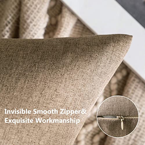 MIULEE Pack of 2 Decorative Outdoor Solid Waterproof Throw Pillow Covers Faux Linen Garden Farmhouse Cushion Cases for Patio Tent Balcony Couch Sofa 16x16 Inch Khaki - color: Khaki, size: 16" x 16" (Pack of 2)
