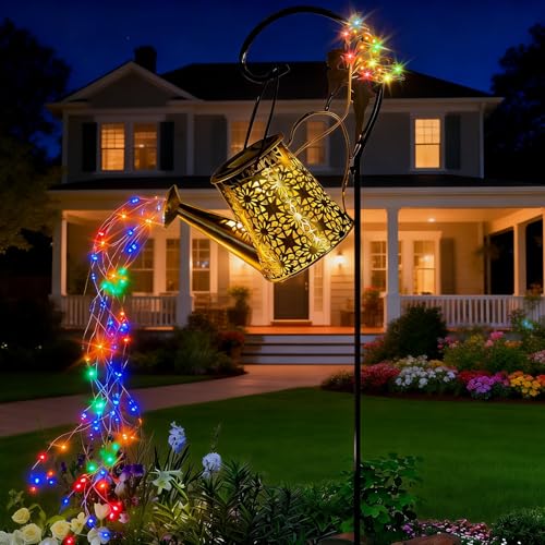 SRNPMIU Solar Watering Can Light, Solar Outdoor Decorative,Garden Decor Lights for Yard, IP65 Waterproof Hanging Lantern Landscape Lights, Garden Gifts for Mom, Grandma Women Birthday - color: Multicolor -Flower Fairy