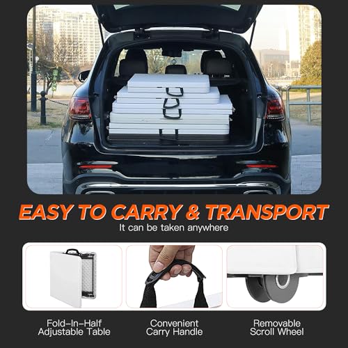 BestOffice 8FT Picnic Table Folding Table Camping Table Plastic Table Fold Up Table Lock for Party Event,White - color: White, size: 8 FT 29"x94"