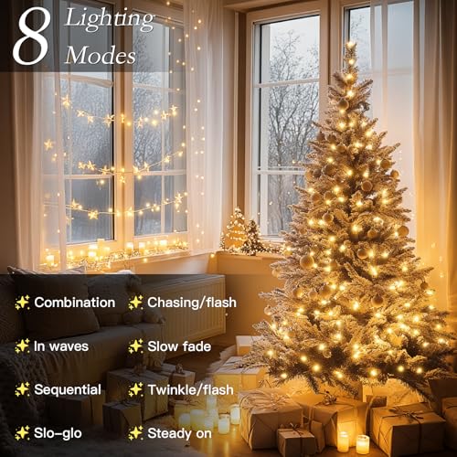 Soagrc132FT 400 LED Warm White String Lights, 8 Modes Fairy Lights with Timer, Waterproof & Durable Indoor Outdoor Decor for Garden, Patio, Party - color: Warm Whtie, size: 400LED