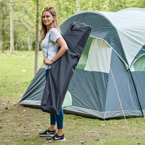EVER ADVANCED Tall Camping Folding Chair 31", Portable Directors Chair, Bar Height Camping Chair with Carry Bag and Footrest, Armrest, Heavy Duty Supports 300 Lbs Grey - color: Grey, style: Fabric