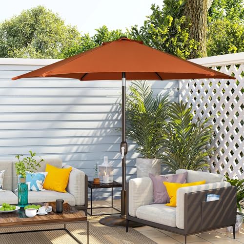 Blissun 7.5 ft Patio Umbrella, Yard Umbrella, Outdoor Market Umbrella with Push Button Tilt Crank, Rust - color: Rust